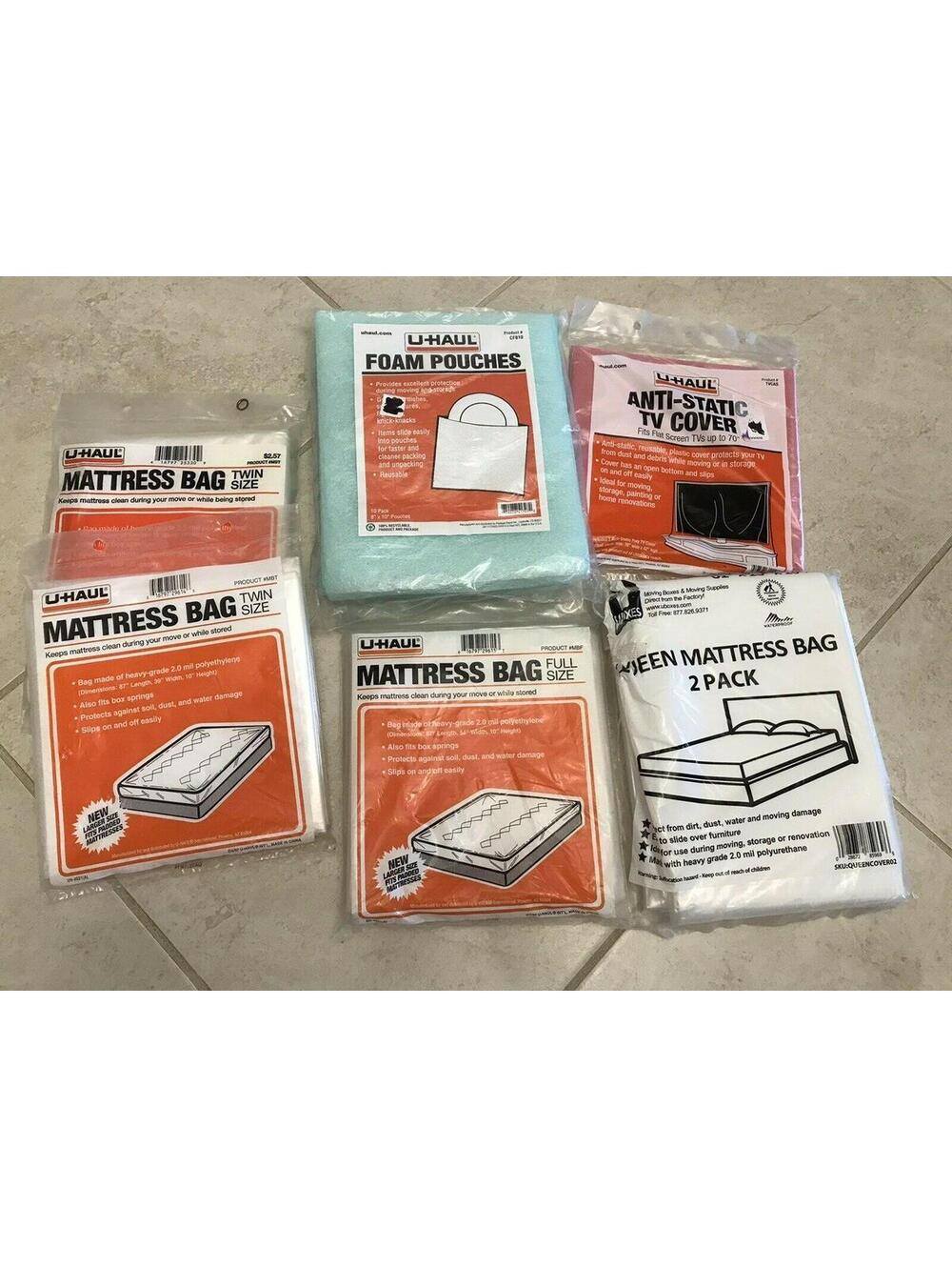 6-Pack Heavy Duty Mattress Bags - Moving, Storing, and Bedding Protection